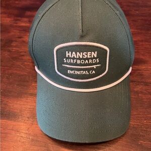 NEW Hansen Surfboards Encinitas, CA Green Cotton Snapback Hat Cap One Size